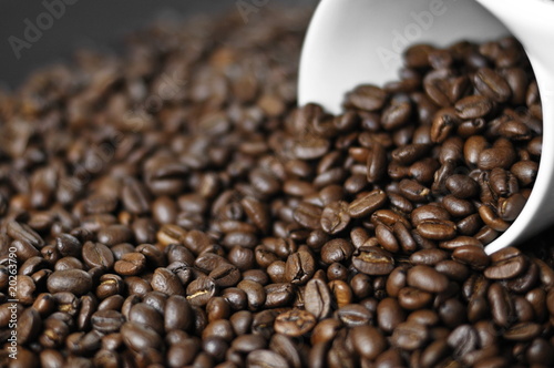 coffee beans and a cup
