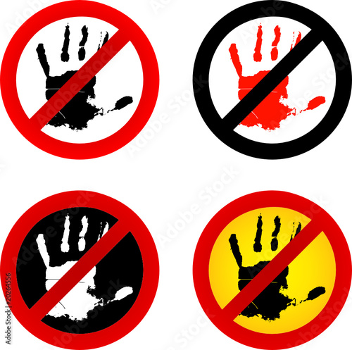 Vector hand print with not allowed, don't touch photo