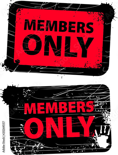 Red used members only grunge stamp