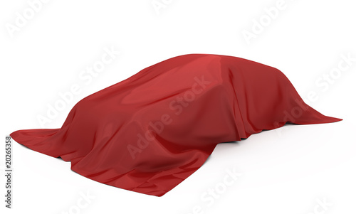 Car covered red fabric.