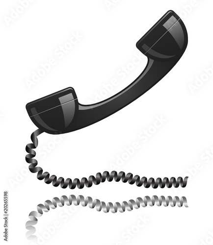 Black phone receiver. Contact us icon