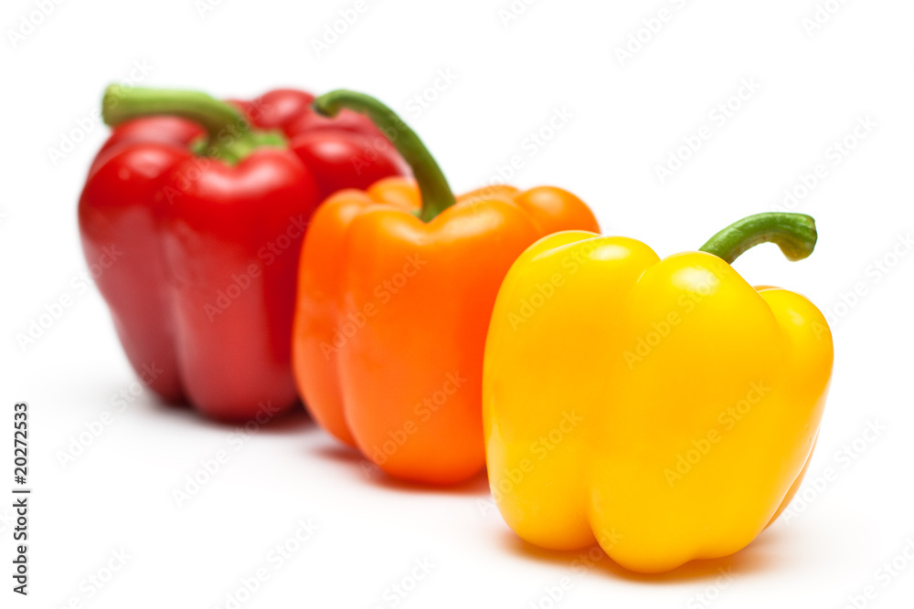 color peppers in a row
