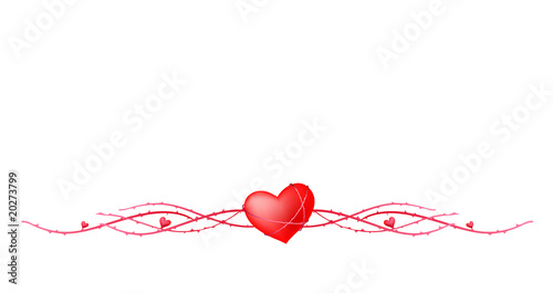 Vector illustration of red heart with thorns