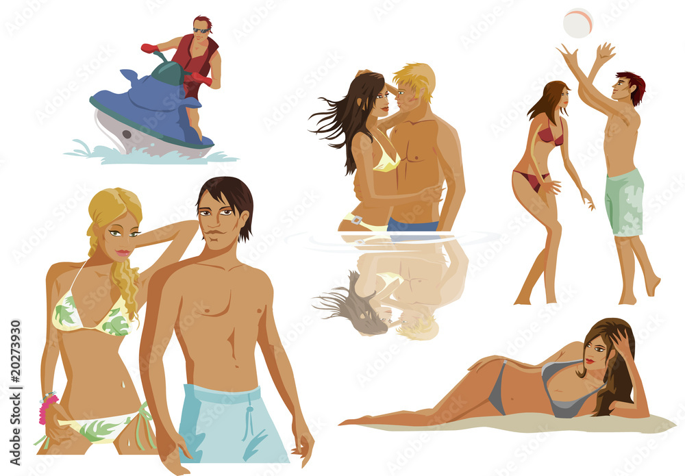 personnages plage