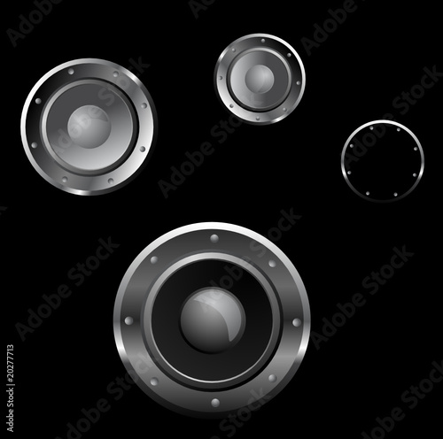 Vector illustration of a three loudspeaker on black