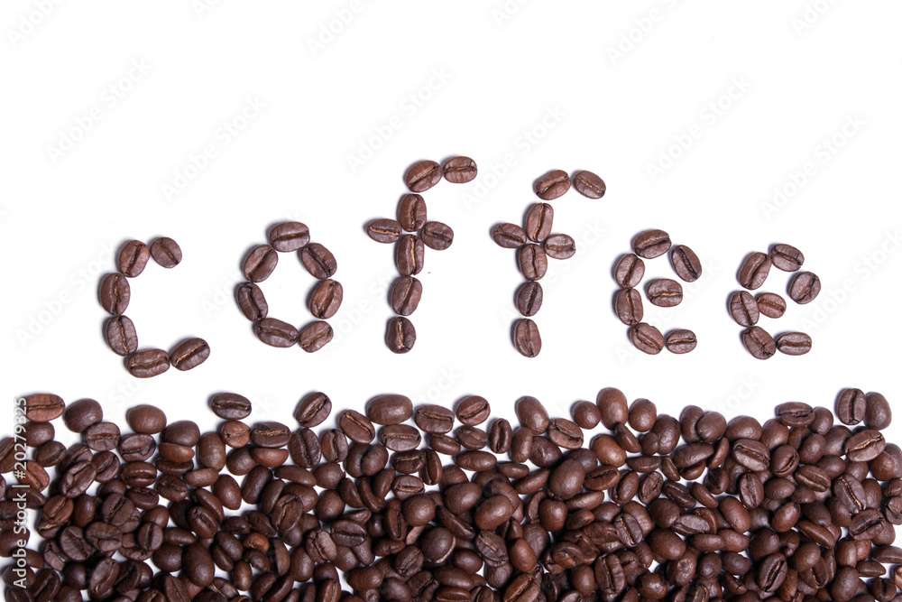 Coffee word written from coffee beans. Coffee word written from coffee beans.