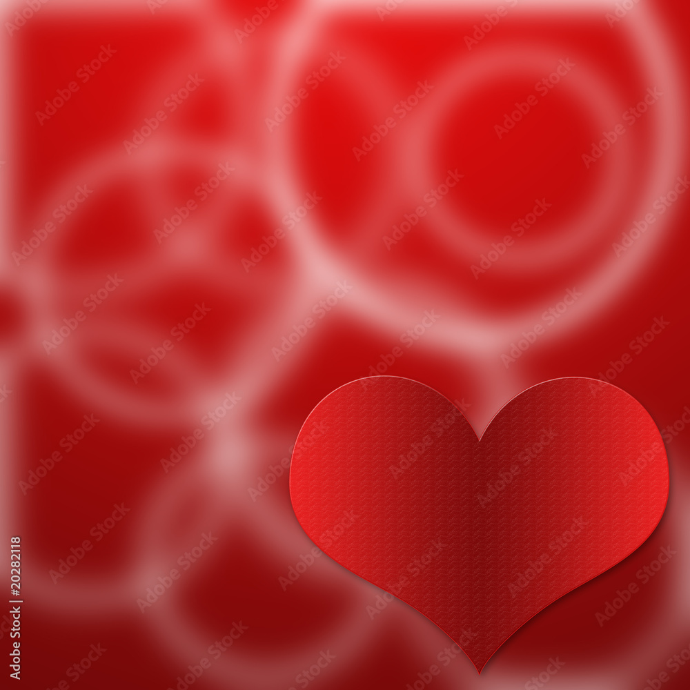 Red glossy heart on red background Red glossy heart on red background