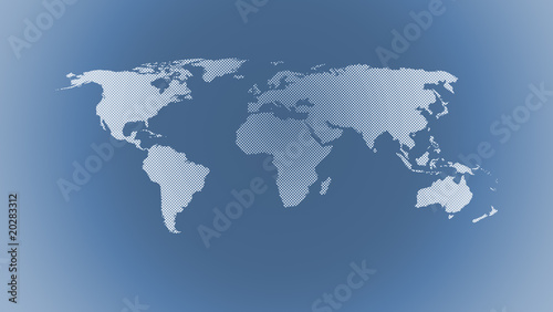 Hintergrund mit Weltkarte  blau  Raster 