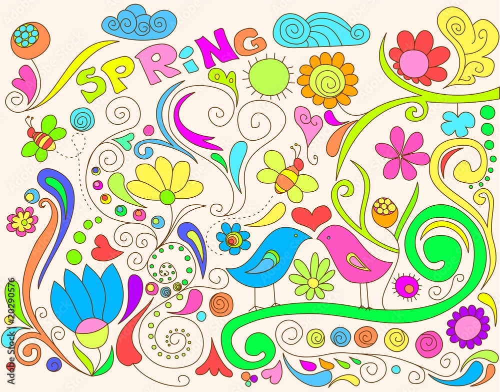 Colorful spring doodle