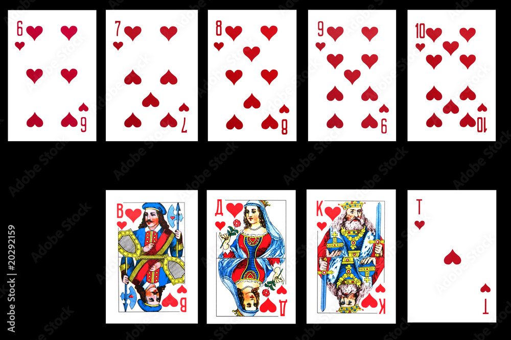 Set of playing card isolated on black