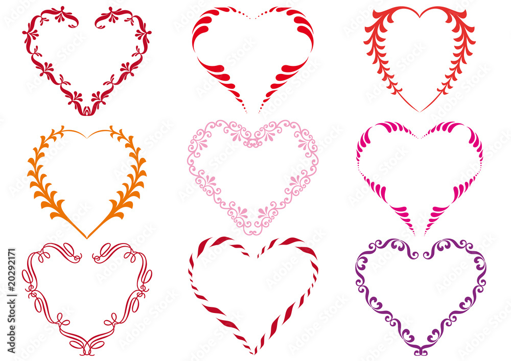 decorative heart frames, vector