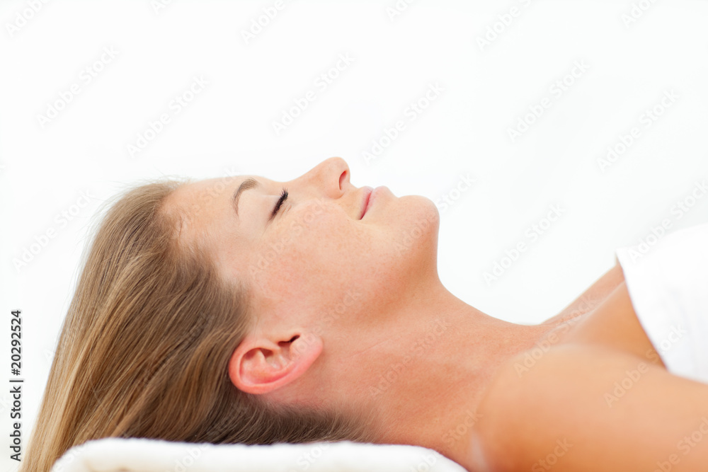 Portrait of joyful woman relaxing after a spa treatment Portrait of joyful woman relaxing after a spa treatment