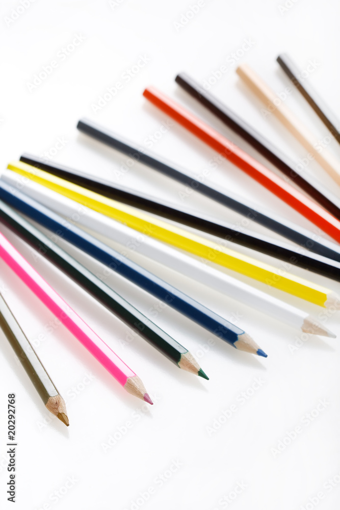 Naklejka premium Color pencils on white background.