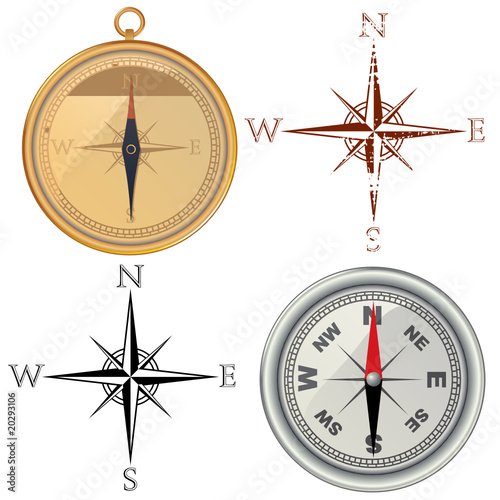 set of vector compass and wind rose