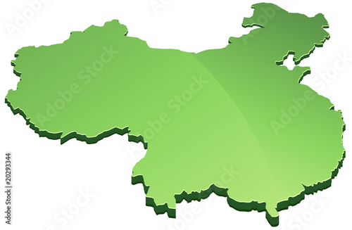 Carte de Chine 3D verte (détouré)