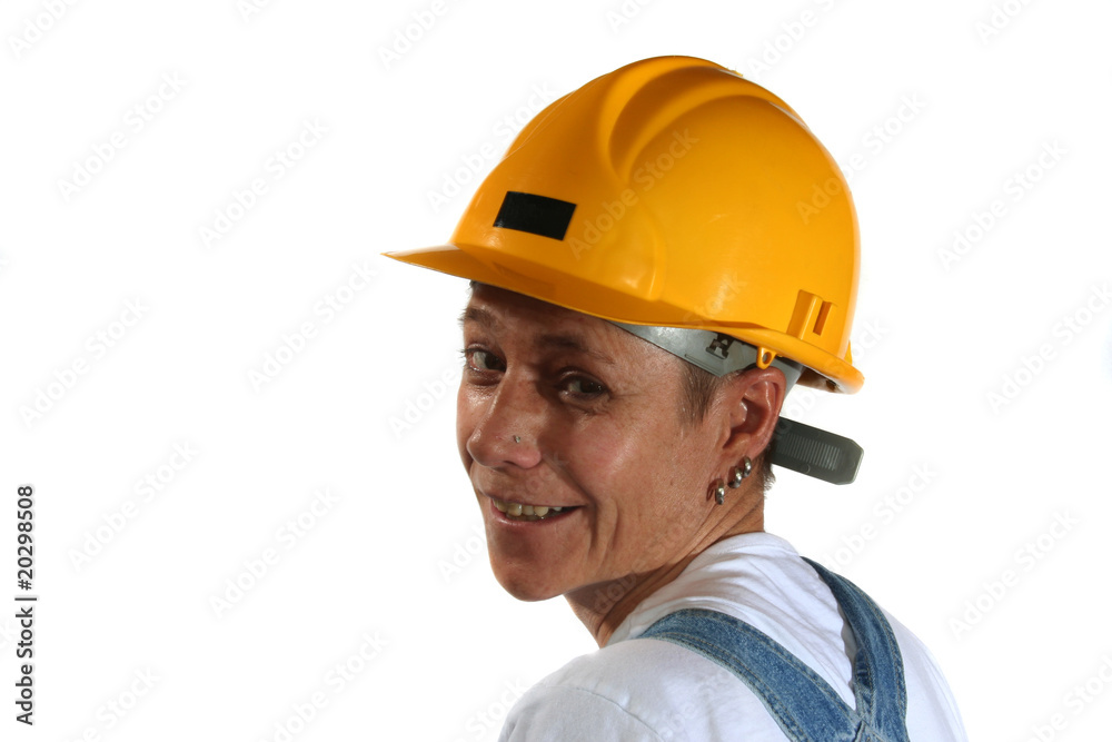 Frau mit Bauhelm Frau mit Bauhelm
