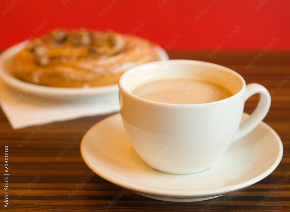 Morning coffee and cake in cafe Morning coffee and cake in cafe