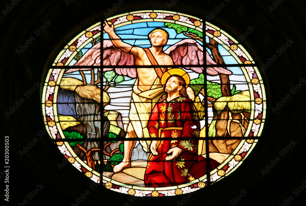 Jesus Christ stained glass in Palencia, Spain
