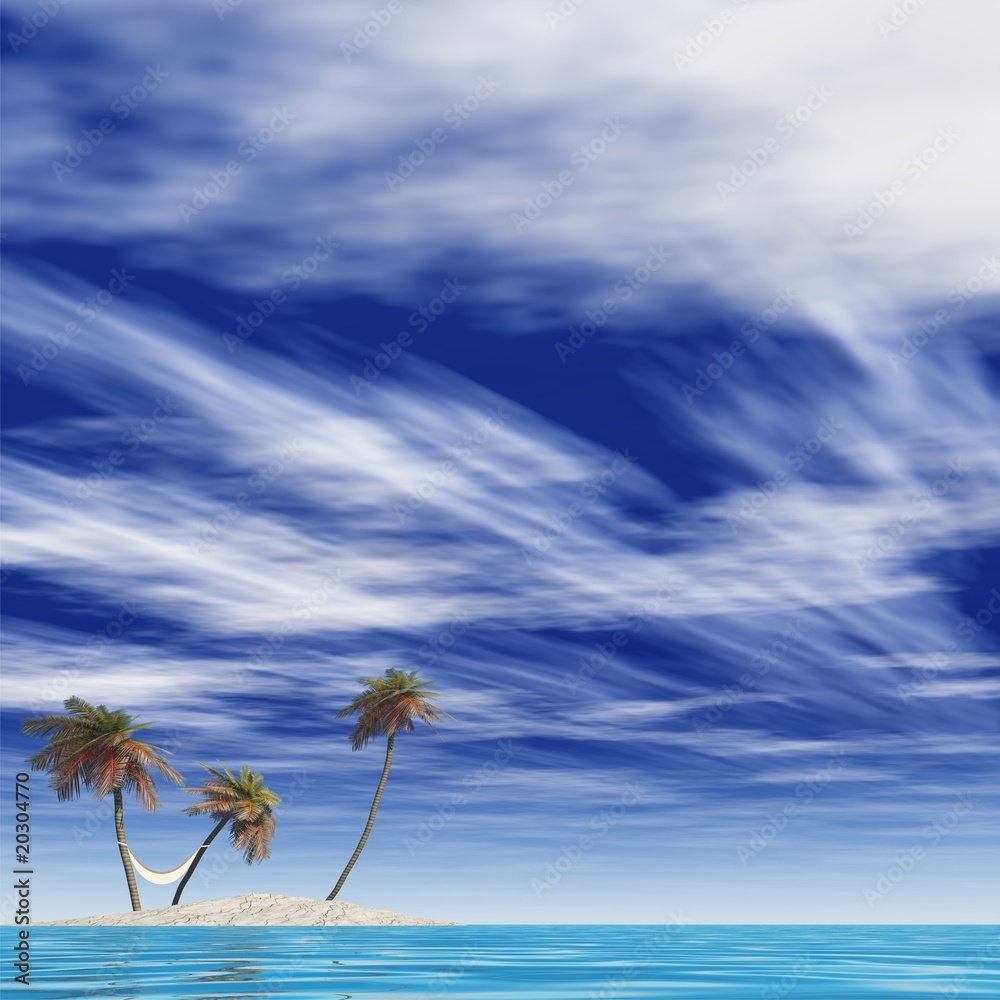 Fototapeta premium High resolution conceptual island with palm trees