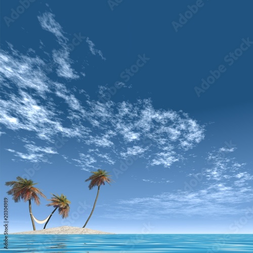 High resolution conceptual island with palm trees