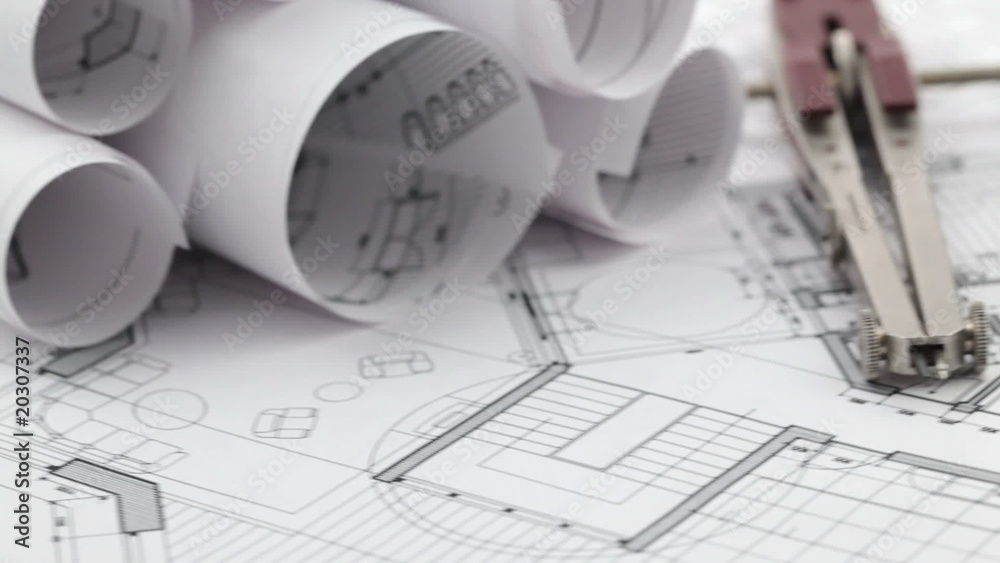 rolls of architectural drawings & work tools rolls of architectural drawings & work tools