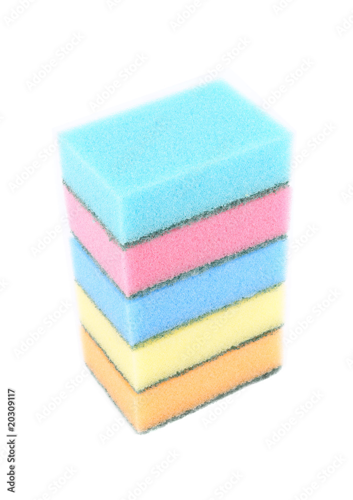 Colorful sponges isolated on white background Colorful sponges isolated on white background