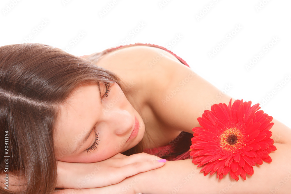 Portrait of Fresh and Beautiful woman with flower Portrait of Fresh and Beautiful woman with flower