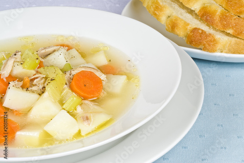 Homemade Chicken Soup and Bread
