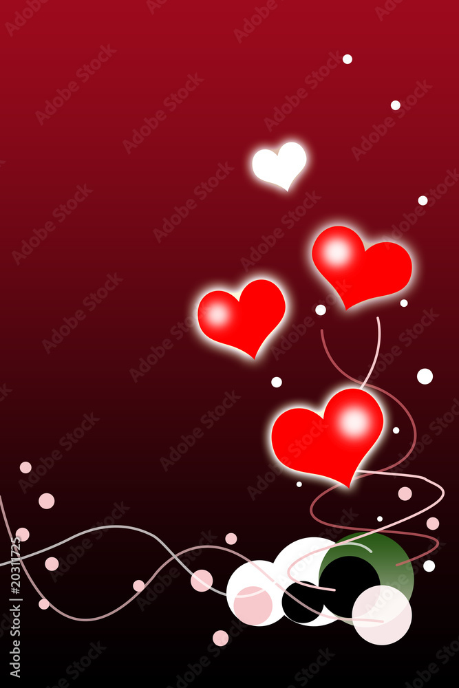 Valentines Day Background with Red and White Hearts