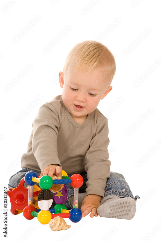 Obraz premium boy play with toys