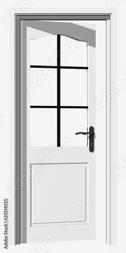 High resolution 3D opened door  isolated on white