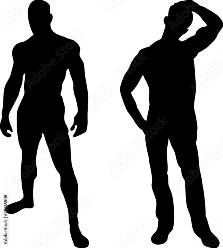 2 sexy men silhouettes on white background