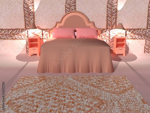 Dormitorio rosa renderizado photo