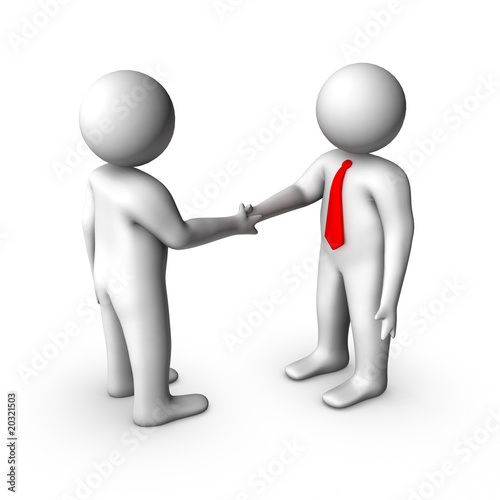 two 3d businessmen handshake