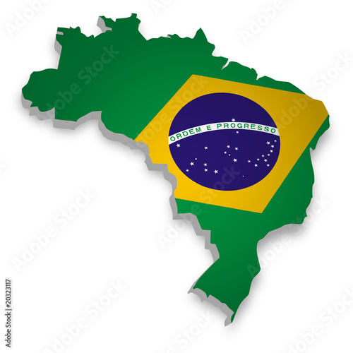 Brasilien Karte 3D Flagge