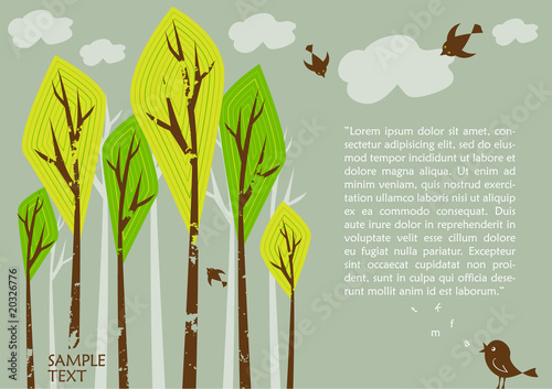 Abstract vector trees with birds
