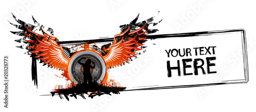 Frame with speaker, girl and wings