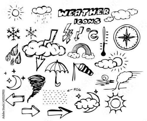 Set of weather hand drawing icons