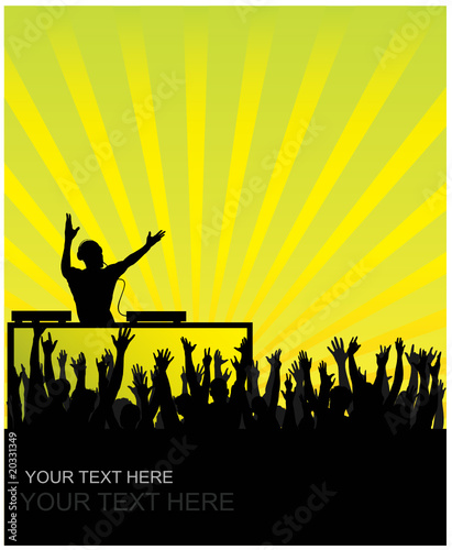 Dj cheering audience vector background