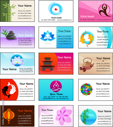 Collection of Yoga and Zen business cards