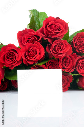 Roses bouquet and greeting card