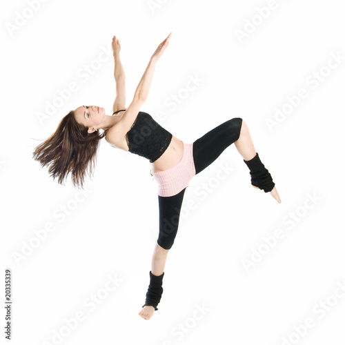 posing young dancer isolated on white background