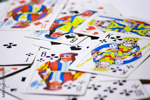 Murais de parede Card game, a lot of play cards isolated on the white background