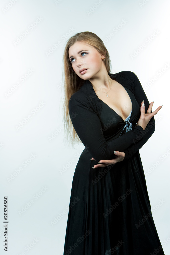 young caucasian blond with head turned isolated on white young caucasian blond with head turned isolated on white