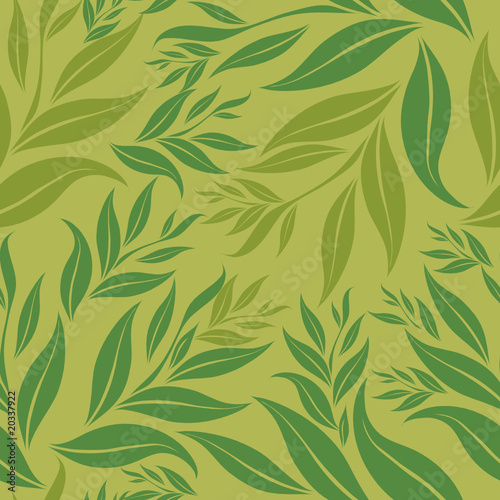 Seamless green floral pattern with leafs
