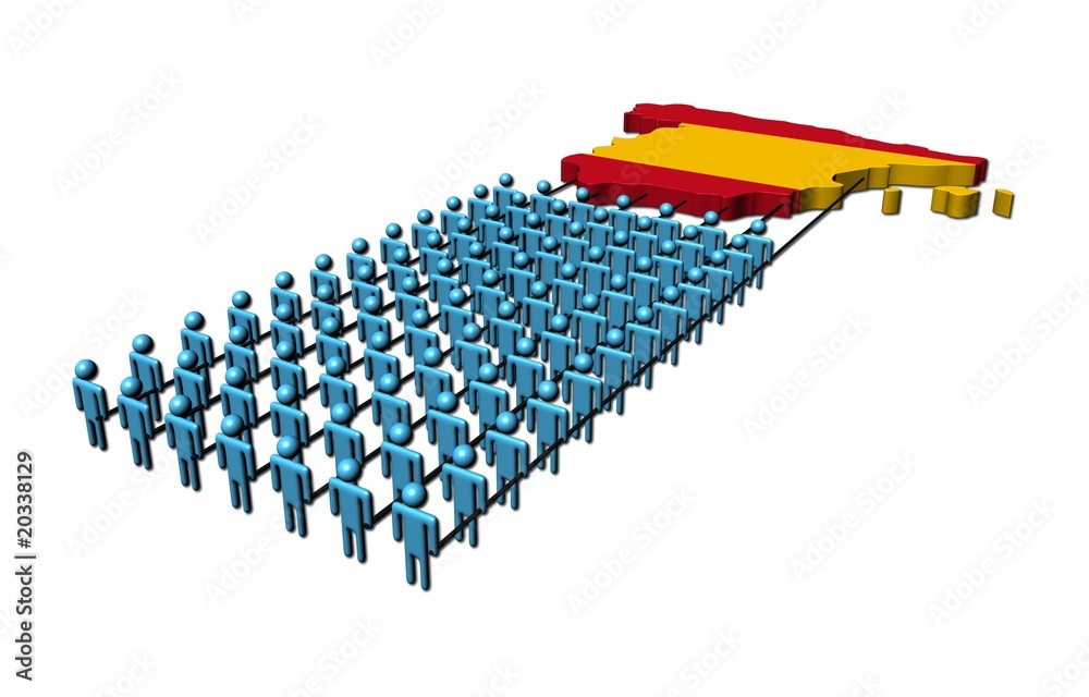 Fototapeta premium teamwork abstract people pulling Spain map flag