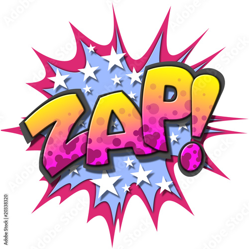 A Zap Comic Book Illustration Isolated on White Background