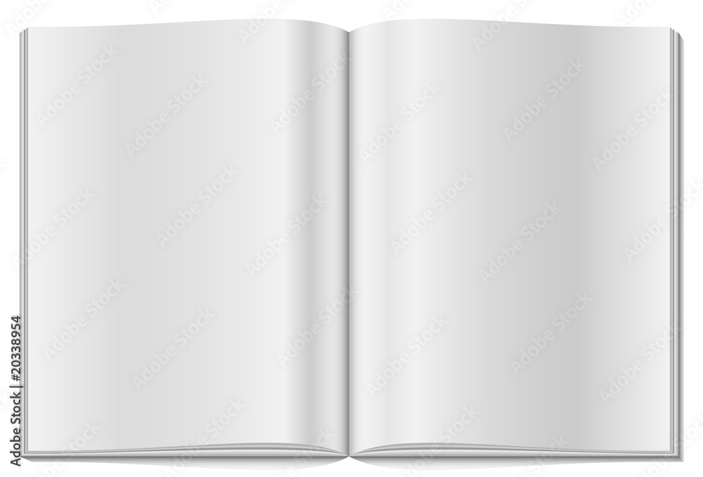 Blank opened magazine isolated on white background. Blank opened magazine isolated on white background.