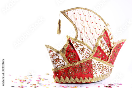 german jesters hat and confetti