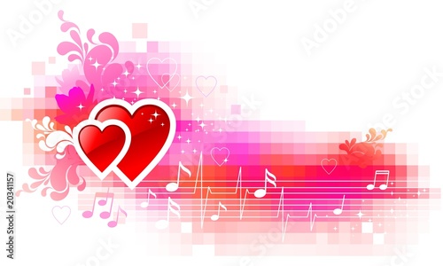 Valentines pixelated background with hearts